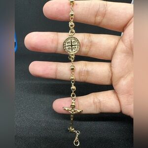 Religious Rosary Bracelet with Crucifix 14kGP